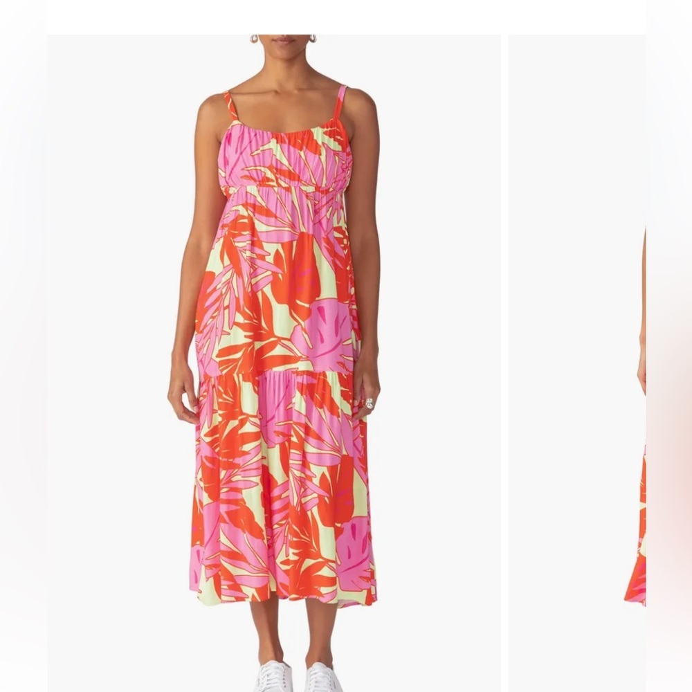 Sanctuary Red and Pink tropical Patterned maxi dress size medium